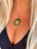 Vintage Inspired Handmade Dark Turquoise Pendant Necklace