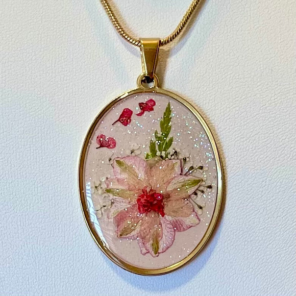 Vintage Inspired Handmade Blush Pendant Necklace