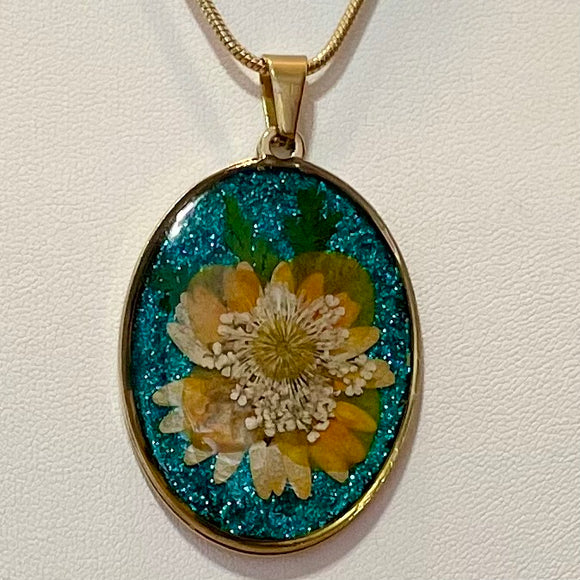 Vintage Inspired Handmade Dark Turquoise Pendant Necklace